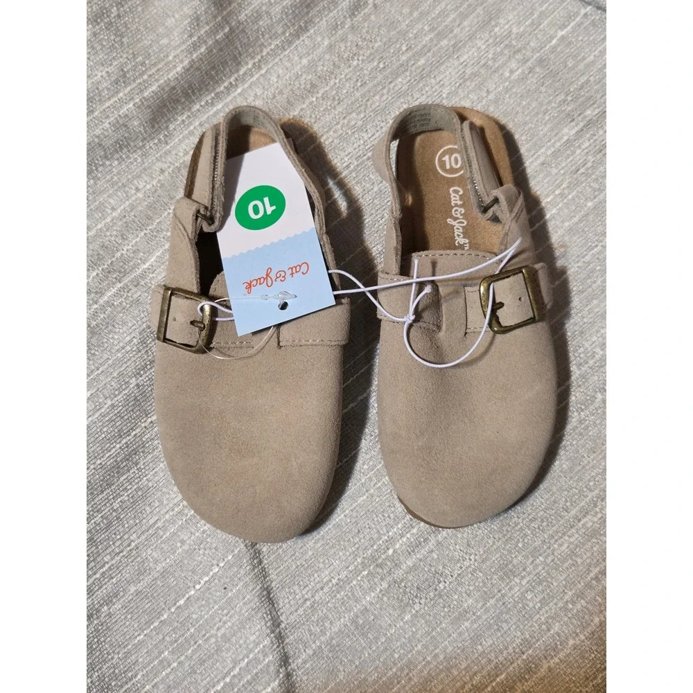Cat & Jack Toddler Suede Clogs Tan Buckle Slingback Shoes Size 10 NWT
